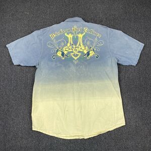 MISKEEN ORIGINALS Plaid Shirt Y2K Mens Short Sleeve Button Shirt Size 2X